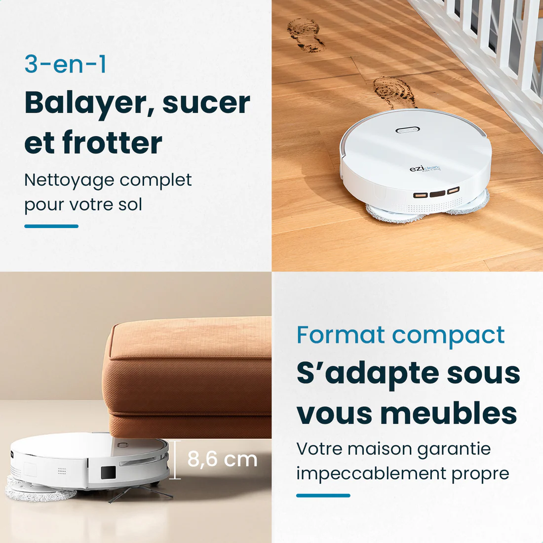 Robot aspirateur laveur connecté LIDAR EZIclean All in one Z15 Pro avec base de vidange – Image 5